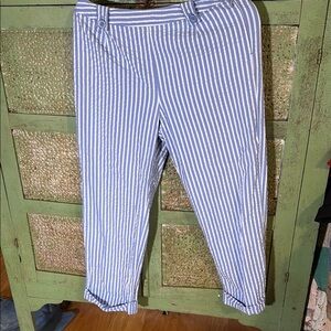 Talbots Blue Striped ladies crops Pants